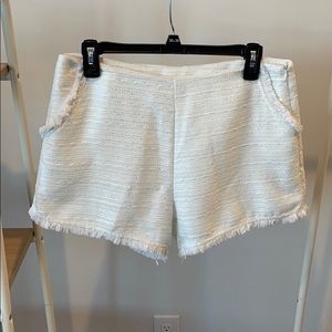 White fringe high waisted shorts